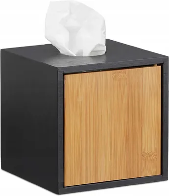 Produktbild von Relaxdays Bambus Kosmetiktücherbox Schwarz/Natur