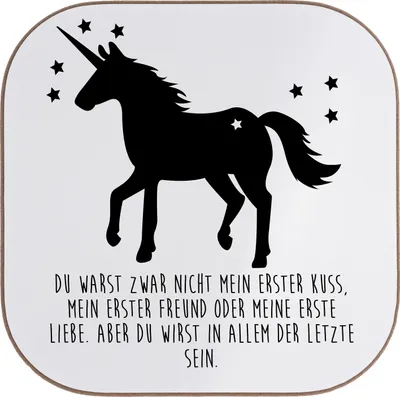 Produktbild von Mr. & Mrs. Panda Untersetzer für Gläser Du warst zwar nicht... - Weiß - Geschenk, Pferd, Holzuntersetzer, Quadratisch, Einhorn, Tischuntersetzer, Horn, Sterne, Coaster