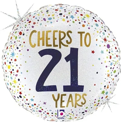 Produktbild von 18"/Ø46cm Folienballon "Cheers to 21 Years"