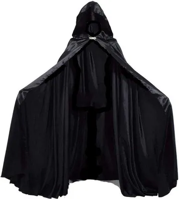 Productafbeelding van Famanu Cape met kap - Zwart Halloween cosplay kostuum, 136 cm