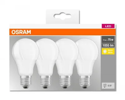 Produktbild von 4 x Osram LED Classic Birnen 10W = 75W E27 matt 1055lm warmweiß 2700K