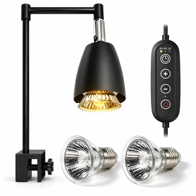 Produktbild von Terrarienlampe UVB, UVA Sonnenplatz Wärmelampe für Schildkröten & Reptilien, 50W mit Zeitschaltuhr und Dimmer, Terrarium Zubehör