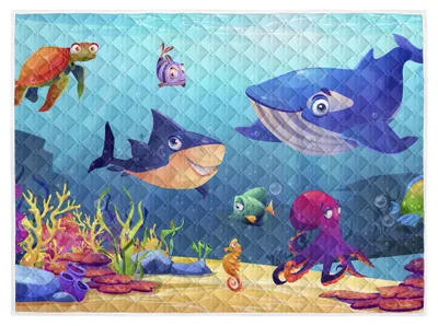 Produktbild von Brisby Hochwertiger, strapazierfähiger Spielteppich, rutschfest und waschbar, 150 x 200 cm – Sealife 1