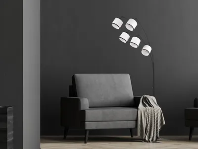Produktbild von LED Bogenleuchte mit Lampenschirme Stoff Stehlampe Wohnzimmer Ecke mehrflammig