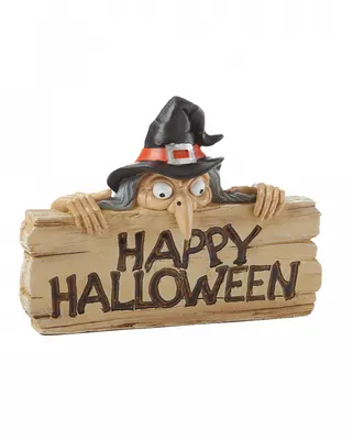 Produktbild von Neugierige Halloween Hexe Deko Wandschild 21 cm