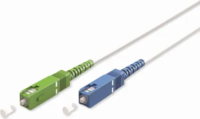Produktbild von Glasfaserkabel (FTTH), Singlemode (OS2) White, (Simplex), 10 m SC-APC (8°) Stecker > SC-UPC Stecker, halogenfreier Kabelmantel (LSZH), Lichtwellenleiter (LWL)