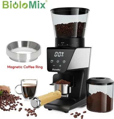 Image de Moulin à café électrique - BG706 avec anneau, meules coniques - 300 W - 11 réglages de mouture - Réservoir à grains de 90 g - Acier inoxydable - Prise européenne - Gris
