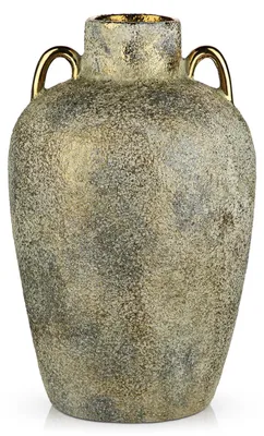 Immagine prodotto di Omgoods - Vaso in Vetroceramica per fiori - Vaso decorativo vintage, grigio e dorato