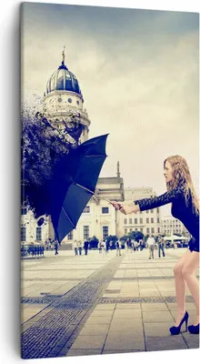 Produktbild von Bild auf Leinwand - Leinwandbild - Stadt landmarken quadrat regenschirm - 45x80cm - Wand Bild - Wanddeko - Leinwanddruck - Bilder - Kunstdruck - Leinwand bilder - Wandkunst - PA45x80-2627