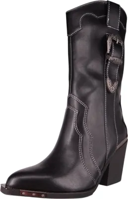 Produktbild von Buffalo Damen Elegante Stiefel West Bootie Buckle 1221052 Schwarz
