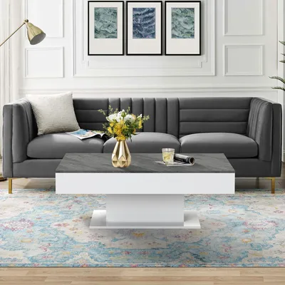 Produktbild von ML-Design Couchtisch mit 2 Staufächern, 110x60x40 cm, Beton-Optik/Weiß