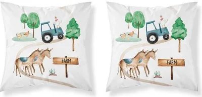 Produktbild von Kissenbezug, Kinderkissenbezug 100% Baumwolle 40x40cm Fröhlicher Bauernhof, Tiere 0006b