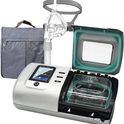 Produktbild von CPAP/APAP Gerät für Schlafapnoe mit Nasenmaske, Luftbefeuchter, Leiser Betrieb, Automatische Druckanpassung, Komplett-Set, Komfortabel und Tragbar