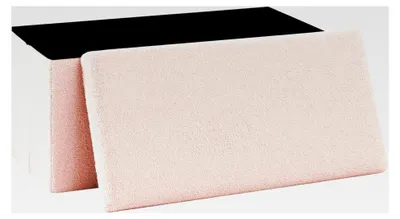 Produktbild von Faltbare Sitzbank mit Stauraum, Bouclé Polsterhocker als Aufbewahrungsbank und Fußhocker, Für Wohnzimmer, Schlafzimmer und Flur, 76,5x38x38cm, Rosa