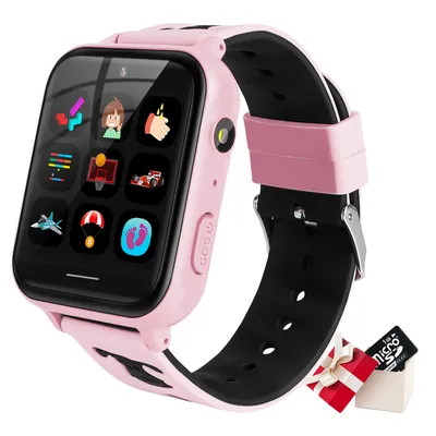 Image de Montre intelligente pour enfants garçons filles avec écran tactile Montre intelligente avec appel téléphonique SOS lecteur de musique alarme jeux de caméra pour Noël anniversaire, rose