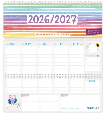 Produktbild von Häfft Tischkalender Erzieher 2026/2027 / Color Stripes