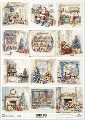 Produktbild von Reispapier für Decoupage A4 - Weihnachtsbaum, Geschenke, Spielzeugladen - R2669 - Itd Collection