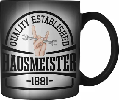 Produktbild von Trendation - Hausmeister Farbwechsel Zauber-Tasse Geschenke Lustig Spruch Haustechniker (Schwarz)