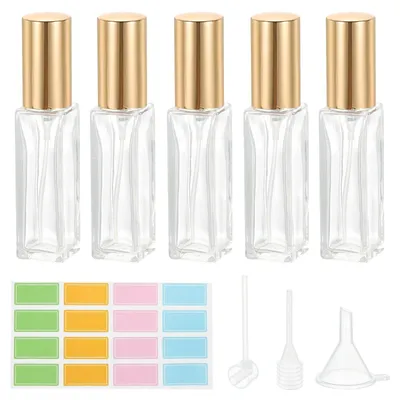 Imagen del producto de Solidchoice - Juego de 5 botellas de perfume recargables de 10 ml con etiquetas y embudo