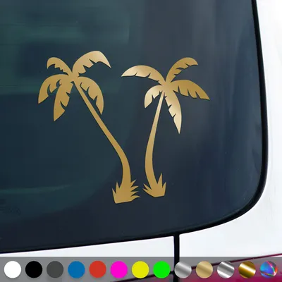 Produktbild von PantherPixel Reisen Aufkleber Insel Camping Strand Urlaub Palmen Sticker Auto Geschenkidee Farbe Gold