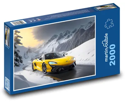 Obrázek produktu pro Puzzle 2000 Žluté sportovní auto v zasněžené krajině - martinpuzzle