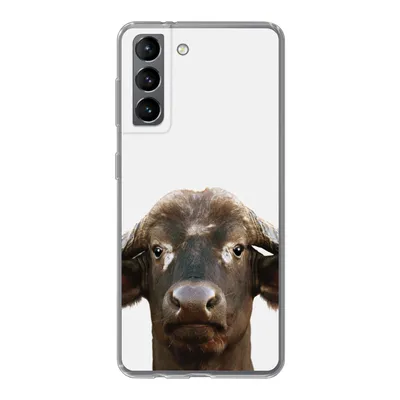 Produktbild von MuchoWow® Handyhülle Schutzhülle Hülle für Samsung Galaxy S21 Büffel - Wasserbüffel - Kopf - Kuh - Hörner - Jungen - Mädchen Silikon Softcase Handy Hülle - Softcase