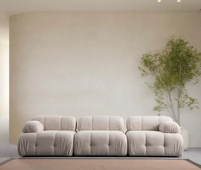 Produktbild von Hanah Home, Petite 3 - Cream, 3-Sitzer-Sofa, BUCHENHOLZ / SPANPLATTEN, Creme, 190 x 95 x 75 cm
