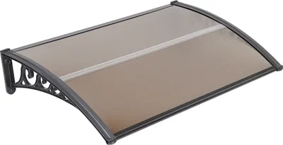 Produktbild von Vordach Haustür für Haustür und Terrasse,Polycarbonat Vordach,hohle PC-Scheibe+PP Ständer,Bogenpavillon für Außentüren oder Fenster 60x100cm(Braun)