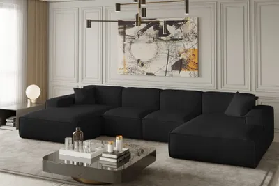 Produktbild von Wohnlandschaft U-Form CELES XS in Stoff Opera Velvet Schwarz