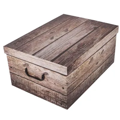 Produktbild von XXL Dekokarton 'Shabby Wood' in schöner, grauer Holzoptik - Maße: ca. 51 x 37 x 24 cm