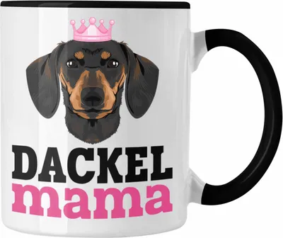 Produktbild von Trendation - Dackel Tasse Geschenke Dachshund Rauhaardackel Lustig Dackel Mama (Schwarz)