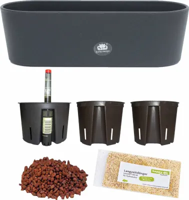 Produktbild von Set7 7 teilig Kunststoff Flori Pflanzschale schwarz für Hydrokultur L 36.0 cm B 13.5 cm H 11.0 cm