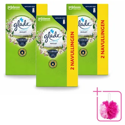 Imagen del producto de 3 recambios Glade Touch & Fresh, aroma "Campanilla", 10 ml cada uno, pack ahorro, 3 unidades