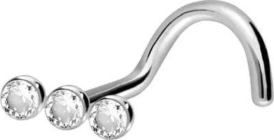 Produktbild von Nasenpiercing, Nasenstecker Titan Nasenstecker Spirale 3 KRISTALLE