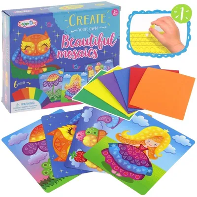 Produktbild von Kreatives Schaumstoffmosaik, Kleber, Papier, Genie, Kind, Eule, Blume