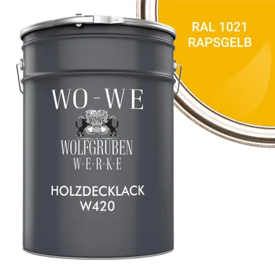 Produktbild von Holzfarbe Holzlack Holzanstrich Holzbeschichtung W420 - Rapsgelb RAL 1021 - 10L