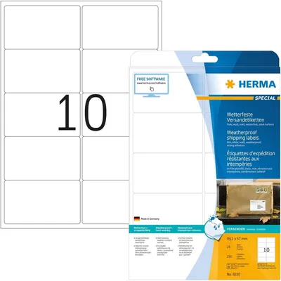 Obrázek produktu pro HERMA 8330, Bílá, Polyester, Laser, Matný, Permanentní, Zaoblený obdélník