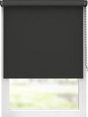 Produktbild von SOLUNA Verdunkelungsrollo colormatch V46 schwarz mit farblich abgestimmter Mechanik und Rückseite 170x190 cm inkl. Klemm