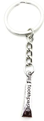 Image de Onwomania Porte-clés dentifrice soins dentaires Argent Métal Pendentif Charm