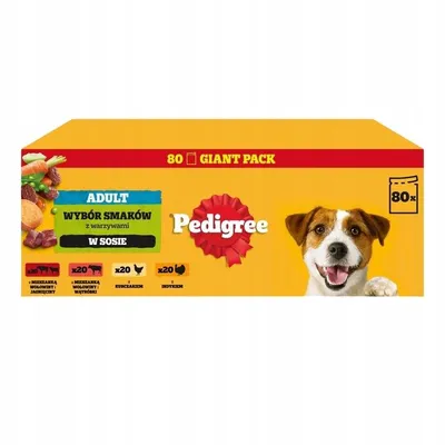 Zdjęcie produktu dla Pedigree Adult Wybór Smaków w Sosie mokra karma dla psa w saszetkach  80x 100g