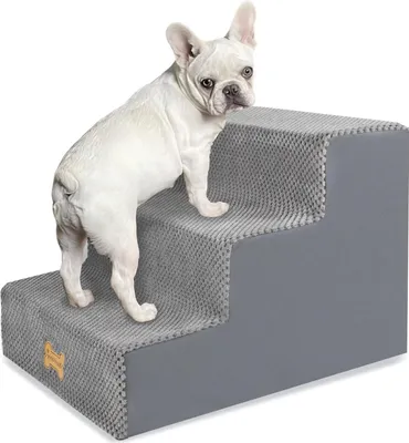 Produktbild von Hundetreppe 3 Stufen, Schaumstoff Bezug, 45 x 40 x 34 cm, rutschfest, für Bett