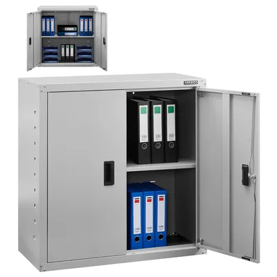 Produktbild von AREBOS Aktenschrank Büroschrank Lagerschrank Materialschrank Stahlschrank | Höhenverstellbarer Einlegeboden 90 x 90 x 40 cm | Grau