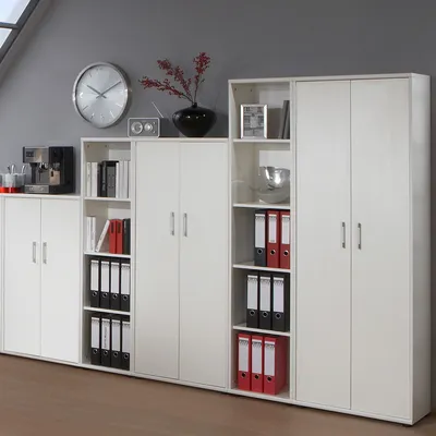 Produktbild von Aktenschrank Set STETTIN-16 weiß, 3 Aktenschränke, 2 Aktenregale, B x H x T: ca. 275 x 182 x 34 cm