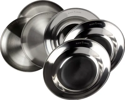 Produktbild von Camping Teller Set Edelstahl 6-teilig mit 3 flachen & 3 tiefen Tellern