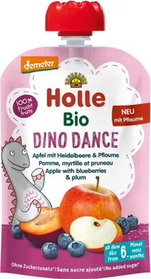 Produktbild von Pouchy - Dino Dance Apfel mit Heidelbeere & Pflaume 100g