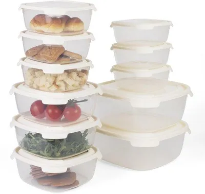 Produktbild von Kunststoffbehälter mit Deckel, 11-teilige Set, beige, mikrowellenfest, tiefkühlgeeignet