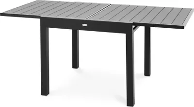 Produktbild von di volio Gartentisch COMLO grau, aus Kunstholz und Aluminium, ausziehbarer Balkontisch  - 90/180 x 90 cm, robust & wetterfest, für Terrasse und Garten