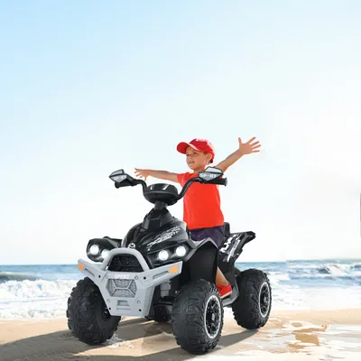 Produktbild von COSTWAY 12V Elektro Kinderquad mit Musik, Hupe & LED Scheinwerfer, 2,2-4,3 km/h für Kleinkinder ab 3 Jahre (Schwarz)