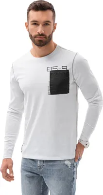 Zdjęcie produktu dla Ombre Clothing Koszulka męska z długim rękawem Madeleine biały M
