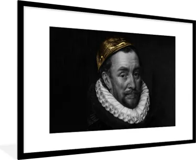 Produktbild von MuchoWow® Gerahmtes Poster Wilhelm von Oranien - Adriaen Thomasz - Schwarz - Weiß 90x60 cm - Poster mit Schwarzem Bilderrahmen Wandposter Rahmen Foto Bilder - Wanddekoration - Fotos